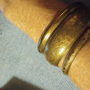3 Vintage Brass Bangle Bracelets